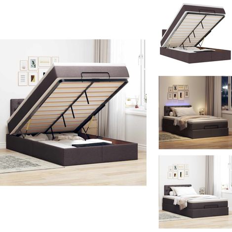 Cadre de lit ottoman avec matelas marron foncé 120x190 cm tissu - Cadre De Lit Ottoman - Cadres De Lit Ottoman - Cadre De Lit - Cadre De Lit Avec Rangement (1/5)