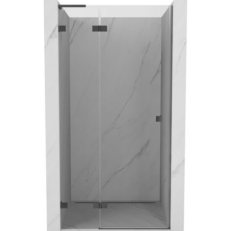 Mexen Lunar L puerta de ducha abatible izquierda 80 cm, transparente, gun metal - 834L-080-000-95-00-L (1/5)