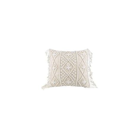 HomeyMosaic Kissenbezug Kissenhülle Sofakissen, 2-er Set Zierkissen Boho Kissenbezüge 100% Baumwolle Dekokissen mit Makramee für Bed Sofa Couch Bank Auto, Beige, 45 45 cm (1/5)