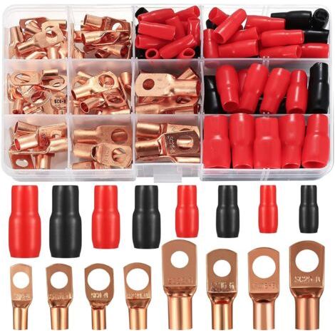 Set di 120 connettori a crimpare, connettori elettrici, connettori a crimpare per fori di fissaggio della batteria, morsetti per filo di rame, 60 terminali a saldare SC, 60 pezzi di guaina termorestri