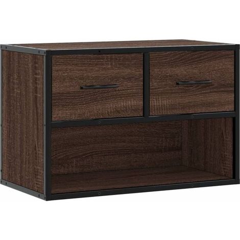 Meuble TV 60x31x39,5 cm Couleur Chêne Bois d'Ingénierie et Métal (1/5)