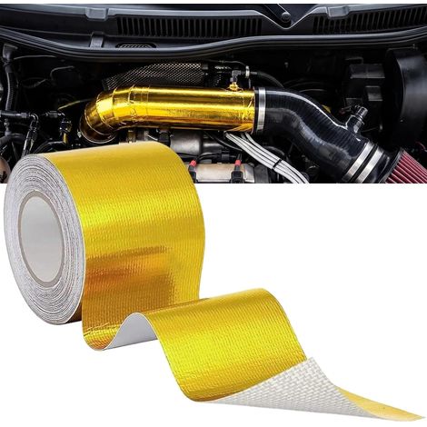 10m x 5cm Bande Thermique Echappement Doré Ruban Adhésif Aluminium Isolant Haute Temperature Autoadhesif Heat Shield pour Tuyau Voiture Moteur (1/5)
