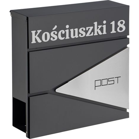 Boris-Briefkasten aus Anthrazit mit Inschriften