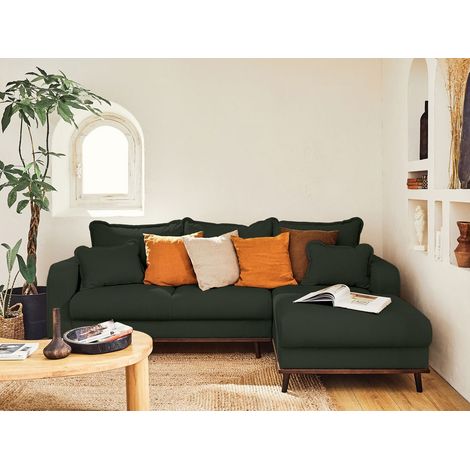 Albane - 4-sitzer ecksofa rechts - schlaffunktion und bettkasten - aus cord - grün (1/5)
