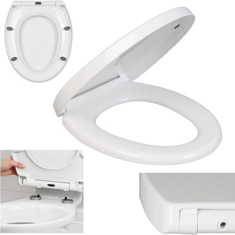 Siège de toilette à dégagement rapide-avec fonction de ralentissement et charnière amovible pour un nettoyage facile-siège de toilette universel pour salle de bain, blanc (1/5)