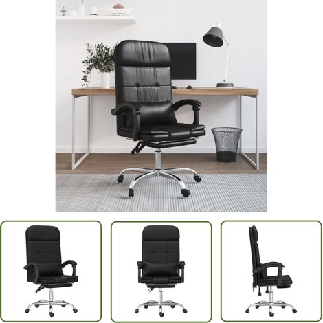 Fauteuil Relax inclinable Fauteuil de massage - Fauteuil de bureau Noir Similicuir BV792828 - BonneVie (1/5)