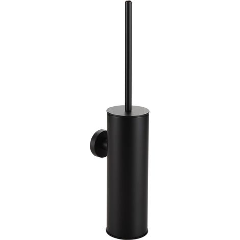 Brosse WC murale noire, brosse WC murale en acier inoxydable avec 2 têtes de brosse, brosse WC compacte murale pour petites salles de bains et espaces étroits (1/5)