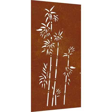 Décoration murale jardin 105x55 cm acier corten design bambou