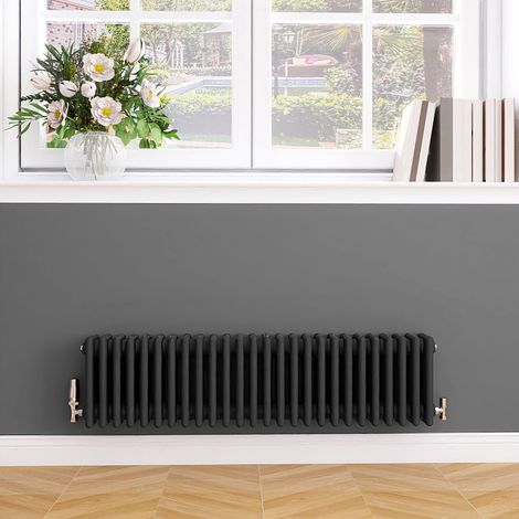 Biubiubath Traditional Cast Iron Style Radiator Horizontal 4 Column Anthracite 300x1190mm