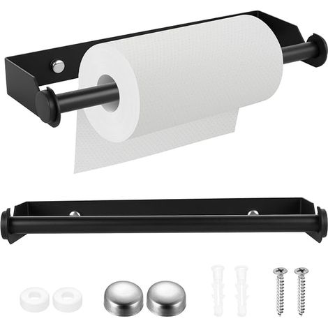 Wall Mounted Toilet Paper Holder, Toilet Roll Holder, Stainless Steel Toilet Paper Holder for Kitchen Bathroom Toilet Black (1/5)