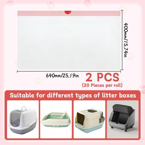 Sac à Litière pour Chat avec Cordon de Serrage Lot de 2 Rouleaux de Sacs Poubelles Épais et Résistants pour Bac à Litière Accessoires Propres pour Animaux de Compagnie