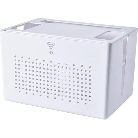 Boîte de rangement double couche pour routeur Wi-Fi, boîte de rangement pour câbles de prise de bureau, boîte pour décodeur, boîte de finition dissimulée (1/5)