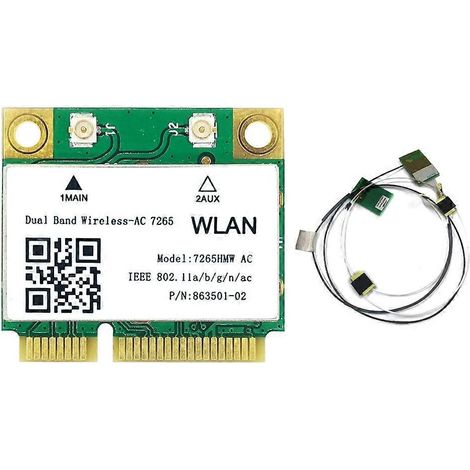 Dualband-WLAN-Karte (2,4 GHz/5 GHz, AC7265) mit Bluetooth-Unterstützung (Mini-PCI-E) (1/5)