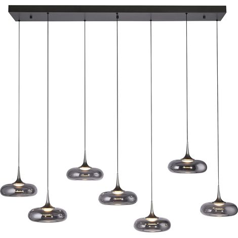 [GEBRAUCHT] B-Ware SCHÖNER WOHNEN Pendelleuchte Hängelampe LED POSH Rauchglas dimmbar 7-flammig (1/2)