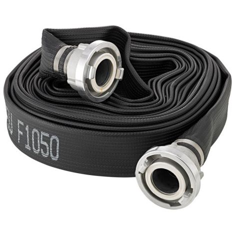 Tuyau plat multi-usage caoutchouté. noir. C/52mm. STORZ raccords 10m FORTIS (1/5)