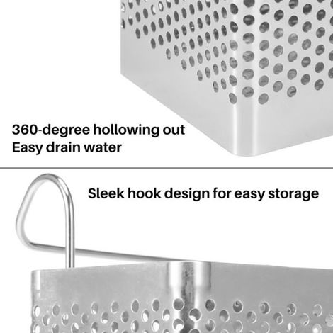 4X Porte-Baguettes en Acier Inoxydable Panier de Séchage de Couverts Suspendu ÉGouttoir de Vaisselle avec Crochets Ustensile de (1/5)