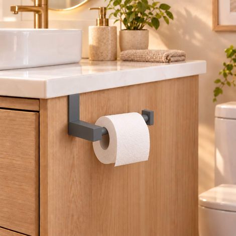 Kibath Portarrollos sin taladros de 20 gun metal acero inoxidable (1/5)