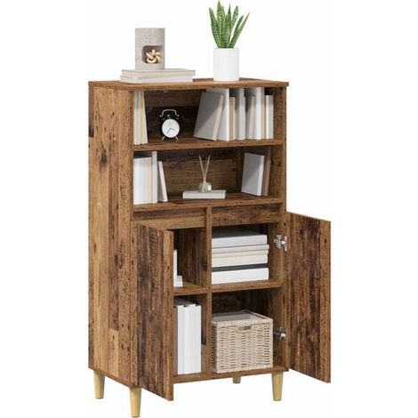 Meuble de Rangement Haut en Bois Style Vintage, 60 x 36 x 110 cm, Armoire Étroite avec Portes pour Salon ou Entrée (1/5)