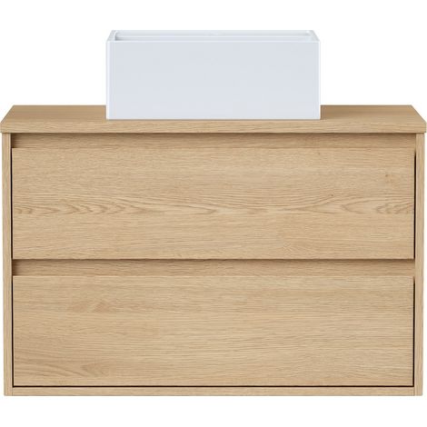 Mobile per bagno sospeso con lavabo da appoggio 80 cm Placcatura rovere - MILIPAM (1/4)