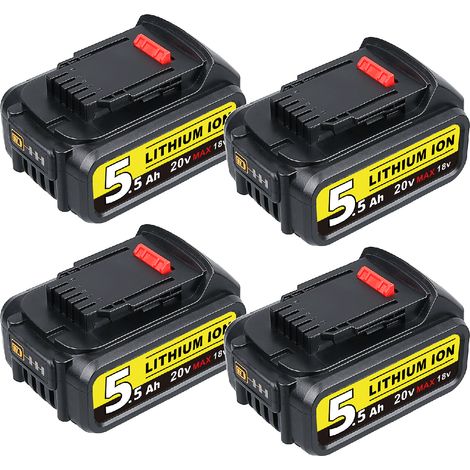 4 pièces 18V 5.5Ah batterie de rechange pour Dewalt batterie 18v DCB184 DCB182 DCB200 DCB201 DCB180 DCB181 (1/5)