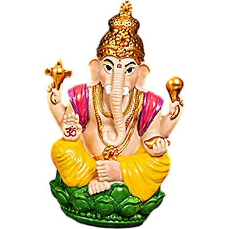 Statuette de Ganesh en résine, mini-figurine décorative pour bureau, chambre, bureau, étagère, maison.-Yellow