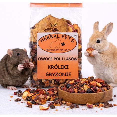 Unterstützende Mischung aus Feld- und Waldfrüchten für Kaninchen und Nagetiere - Natürliche Gesundheitsunterstützung 100 g (1/3)