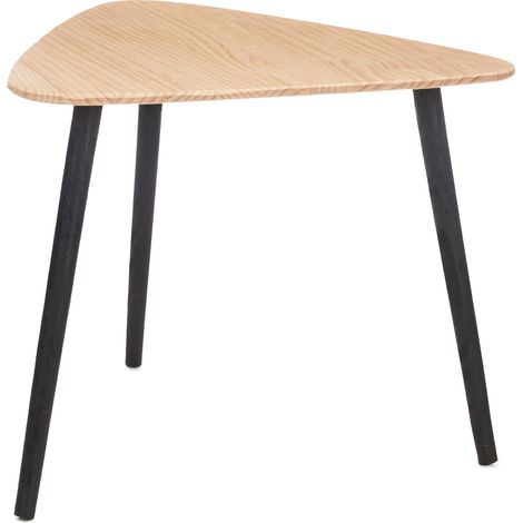 Dreieckiger Kaffeetisch mit Holzplatte, 64 x 60 x 48 cm