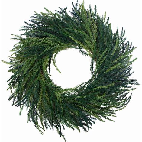 Couronne sapin Norfolk artificielle 60 cm verte décor Noël porte entrée intérieur extérieur double teinte 1 pièce (1/3)
