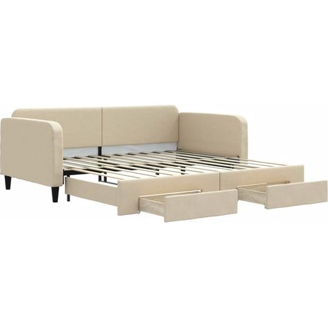 Maison Exclusive - Tagesbett Ausziehbar mit Schubladen Creme 100x