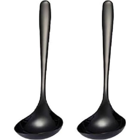 2pcs Louche,Acier inoxydable 304,Noir,Longue poignée,Ustensile cuisine,Camping,Hôtel (1/5)