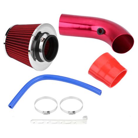 DEESSE SHOP-Système D'admission D'air Froid, Kit de Tuyau D'induction en Aluminium de Filtre D'admission D'air Froid de Voiture Universel de 76 Mm 3 Pouces (Rouge) (1/5)