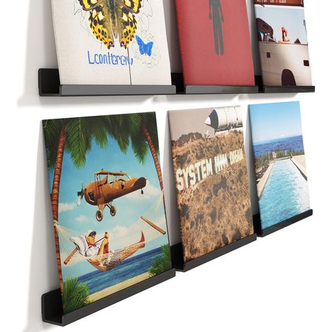 Étagères Flottantes pour Disques Vinyles, Lot de 6 Étagères Murales en Acrylique Noir 30 cm, Décoration pour Livres/Photos/Maquillage, Chambre, Salon, Salle de Bain, Rangement et Organisation (1/5)