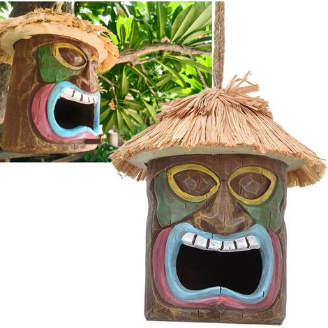 Handbeschichtetes Vogelhaus und Vogelfutterhaus aus Kunstharz zur Dekoration von Haus, Garten, Hof oder Terrasse. (1/5)