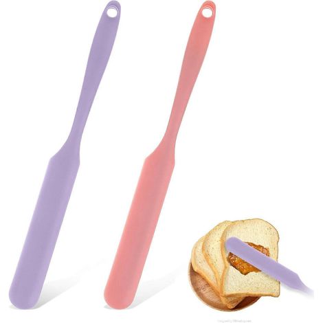 Lot de 2 spatules à bocaux en silicone avec manche long, idéales pour mélanger et cuire le levain. (1/4)