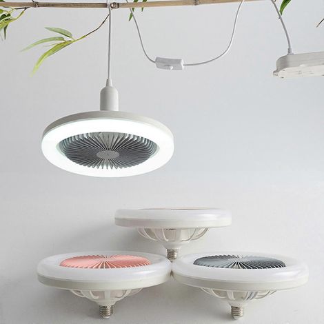 Ventilateur de plafond 2 en 1 avec éclairage LED E27 30 W, variateur, minuterie et télécommande - Prise UE - Rose (1/4)