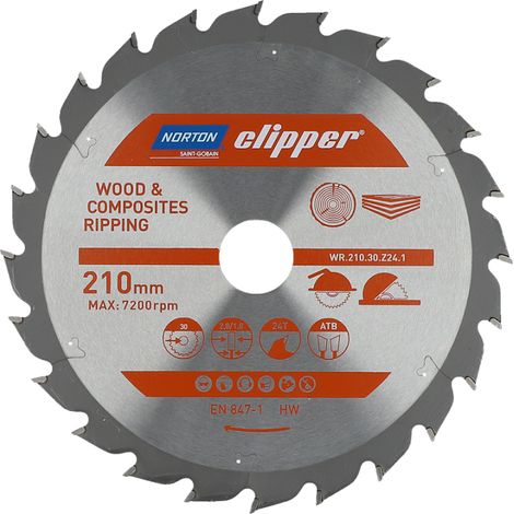 Norton piła tarczowa 210mm x 30mm x 24z drewno i kompozyty atb (2,8 / 1,8)