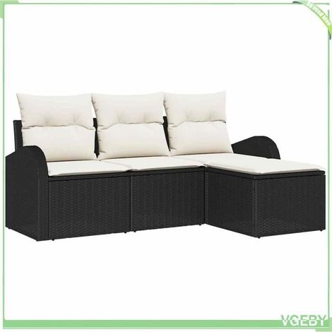 Ensemble canapé de jardin - FAFEICY - 3345987 - Noir - Polyrotin - Modulaire 4 places (1/5)