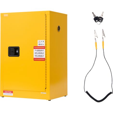 VEVOR Armoire de Securite pour Produits Inflammables de 49,2 L 59 x 46 x 90 cm, Armoire Coupe-Feu pour Liquides Inflammables, en Acier Lamine a Froid et Galvanise, avec Etagere Reglable, Jaune
