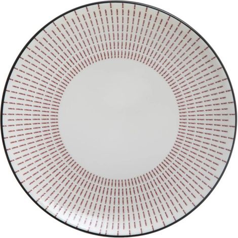 Lot de 6 Assiettes Plates Porcelaine "Lunis" 27cm Rouge