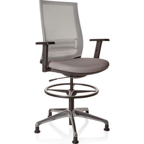 [GEBRAUCHT] B-Ware Hjh Office Arbeitsstuhl Counterstuhl Drehstuhl Top Work 99 Netzstoff Grau H34