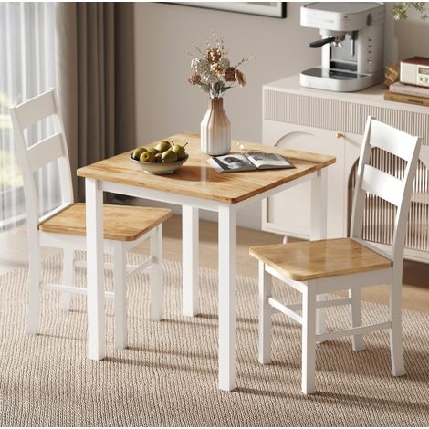 MEUBLIV Table à manger carrée 69x69 cm blanc et finition chêne, 2 à 4 personnes (1/5)