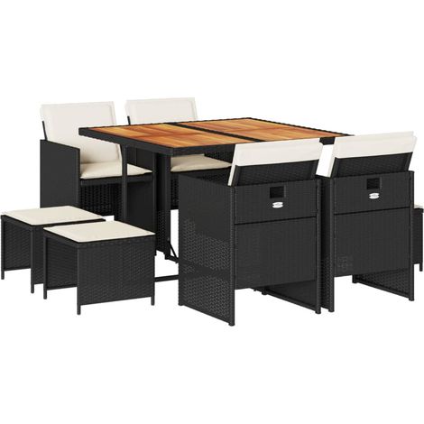Maison Exclusive - Set de comedor de jardín 9 pzas y cojines ratá (1/5)