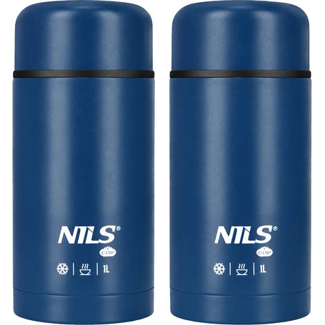 Thermos per il pranzo da 1000 ml, blu, con isolamento termico, confezione da 2 pezzi. (1/5)
