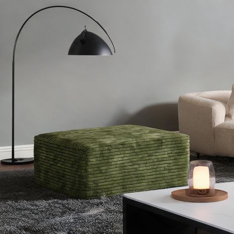 Pouf Ottoman en Velours Côtelé Vert 70 x 95 x 40 cm (1/5)
