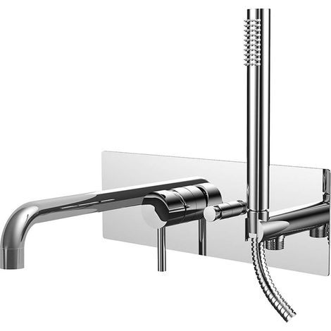 Paffoni – Mitigeur de baignoire encastré LIG001CR – Finition chromée – Laiton – Installation encastrée – Douchette en métal avec flexible (1/5)
