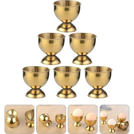 [JAMAIS UTILISÉ]Coquetiers à œuf durs Golden Ice Cream Dessert Container Table Decor pour la fête de mariage de vacances 6Pcs (1/4)