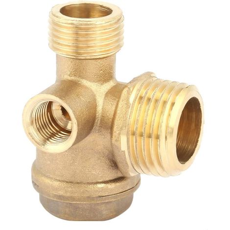 Clapet Compresseur Air, Clapets Anti-Retour de compresseur d'air à 3 Ports, Clapet Anti-Retour fileté mâle en Laiton, Outil de connecteur de Tube de clapet fileté pneumatique Accessoires (1/5)