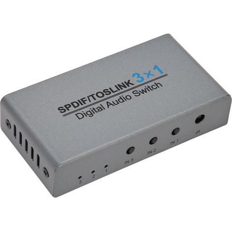 Commutateur audio numérique optique Toslink avec 3 entrées et 1 sortie, livré avec une télécommande, compatible avec PS5, Xbox et téléviseurs HD. (1/5)
