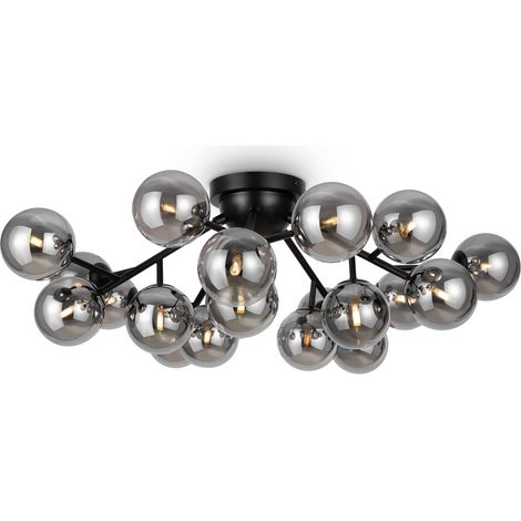 Plafonnier noir 20 globes verre fumé Maytoni Dallas (1/3)