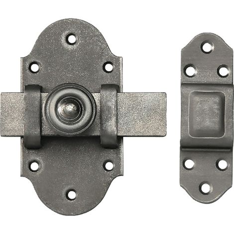 Targette de maître 410/45 en acier brut – Finition brute – Dimensions 99 x 50 mm – Pour portes et volets en bois dur – Mermier